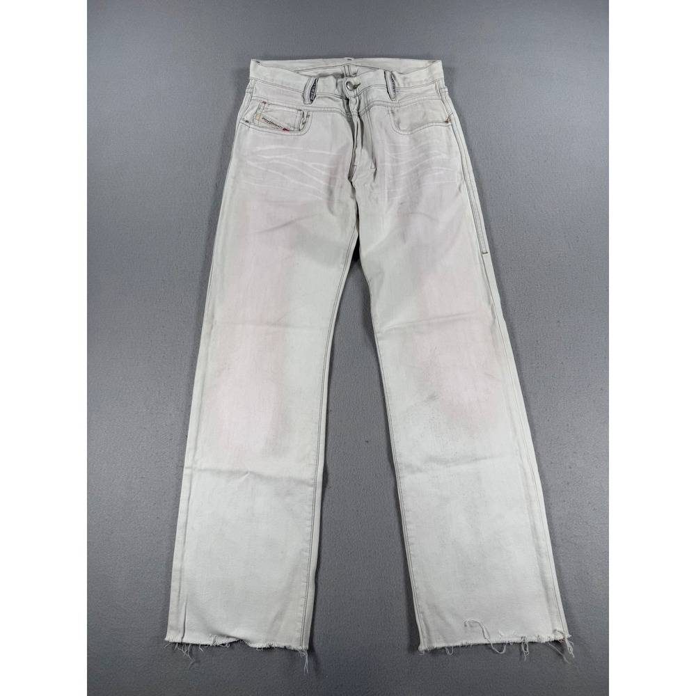 Vintage Diesel Industry Division 28 Off White Tiger Stripe Raw Hem Straight